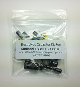 Midland 13-857B, 13-882C / RCA 14T300, 14T301 / Lafayette Micro 223A / Pearce Simpson Tiger 40A electrolytic capacitor kit